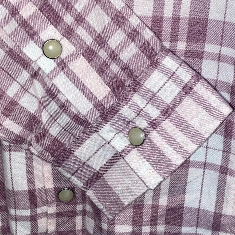 NWT JACHS Girlfriend Purple Plaid Snap Front Shirt Soft Button Down S Flannel
